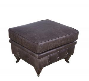 China Sofa Living Room Ottoman Vintage Leather Furniture Wheeled Legs Full Handcraft on sale