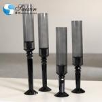 Black Metal Pillar Candle Holders Crystal Set Of 4 6 Decorative Wedding Table