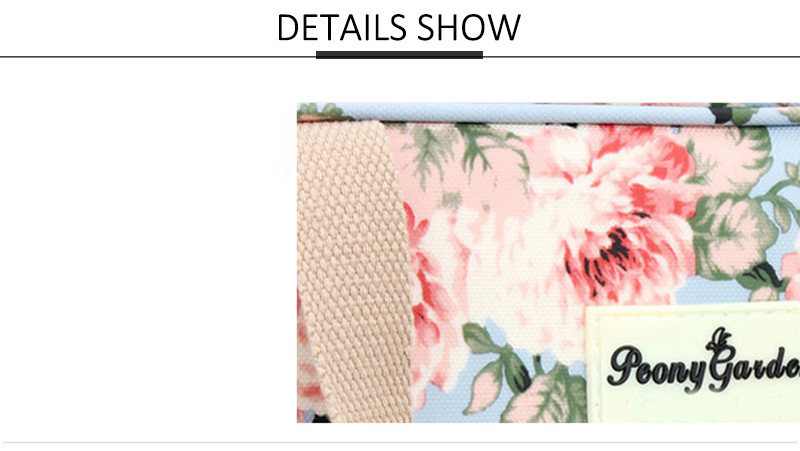 Flower Design Polyester Cosmetic Makeup Bag Set