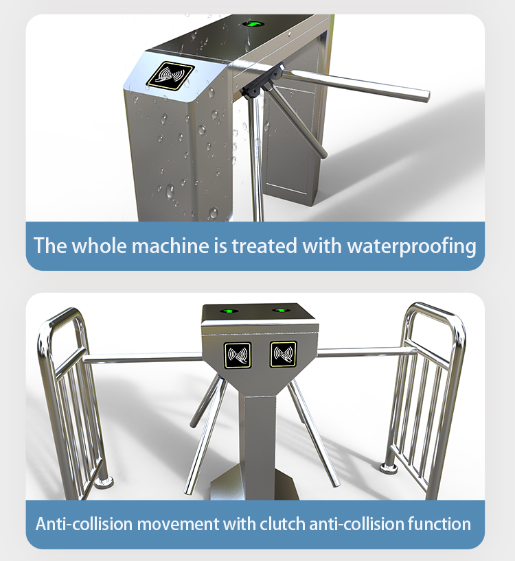 Three Roller Tripod Revolving Turnstile Gate Collision Avoidance
