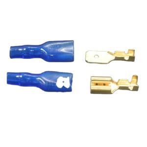 China Crimp Male And Female Spade Connectors 6.3mm With Red Blue Insulating Sleeves wholesale