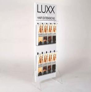 China Vertical White Makeup Display Unit , Modern Hair Extension Display Stand wholesale