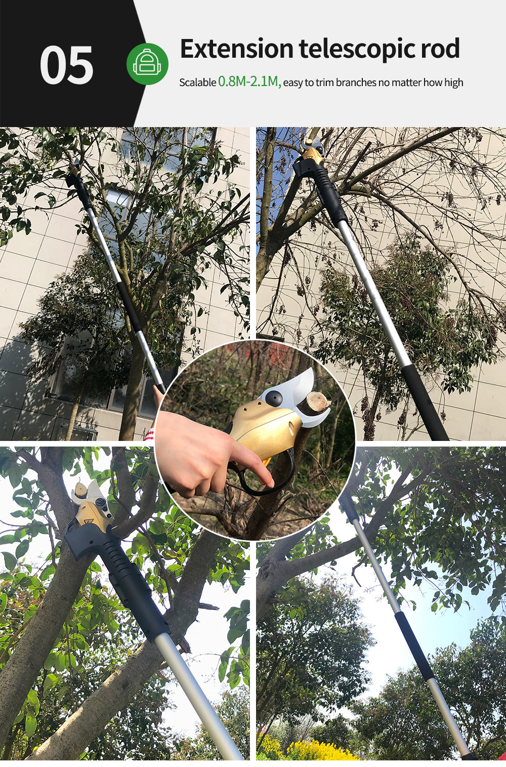 Swansoft 30mm 36V Telescopic Fruit Electric Pruning Shears Electric Pruning Electric Scissors Tree Pruner Shears