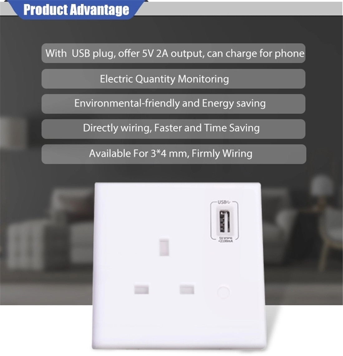 Zigbee Version UK Smart Wall Socket With USB