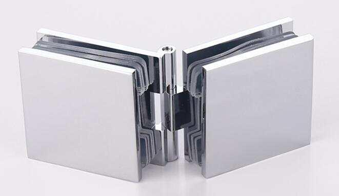 Polished Finish Brass Glass to Glass Hinge for 8-12mm Glass Retail Displays