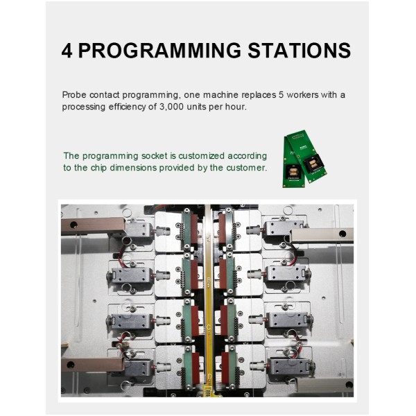 High UPH 1213D Automatic Tube Programming Machine 4 Programming Stations Full Auto IC Burning Equipment for Semiconductor Mass Production Line