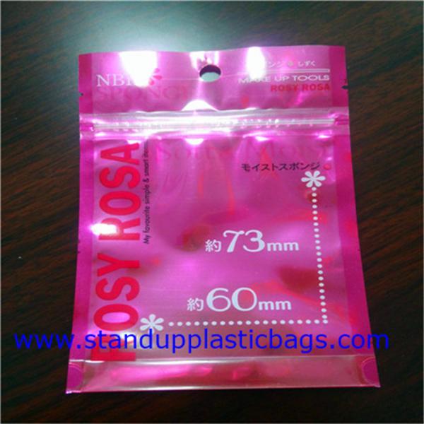 Quality Makeup Sponge packaging Zip Top Plastic Bags , Cosmetics Packaging with Metallic Color Printed for sale
