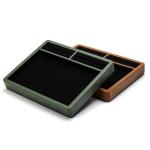 Multi-Compartments PU Leather Jewelry Display Plate for Ring Pendant Ear Studs