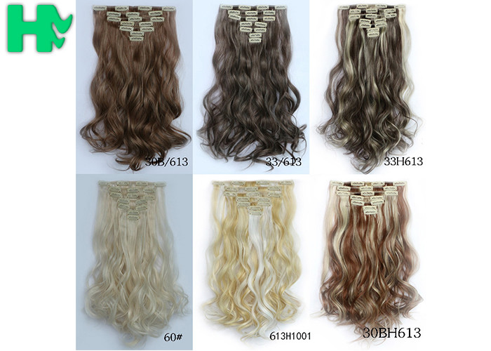 Mixed Brown Color Synthetic Hair Weave Extensions Natural Curly Weft , Tangle Free