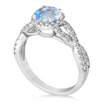 Sterling Silver Round Cut Moonstone Jewelry CZ Twisted Engagement Ring Birthday