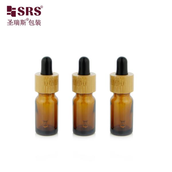 Luxury Bamboo Shoulder Glass Facial Serum Elegant Stock Available Dropper Bottle