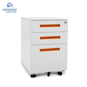 China Office Three Drawers Lockable Metal Filing Cabinet With 4 Casters wholesale