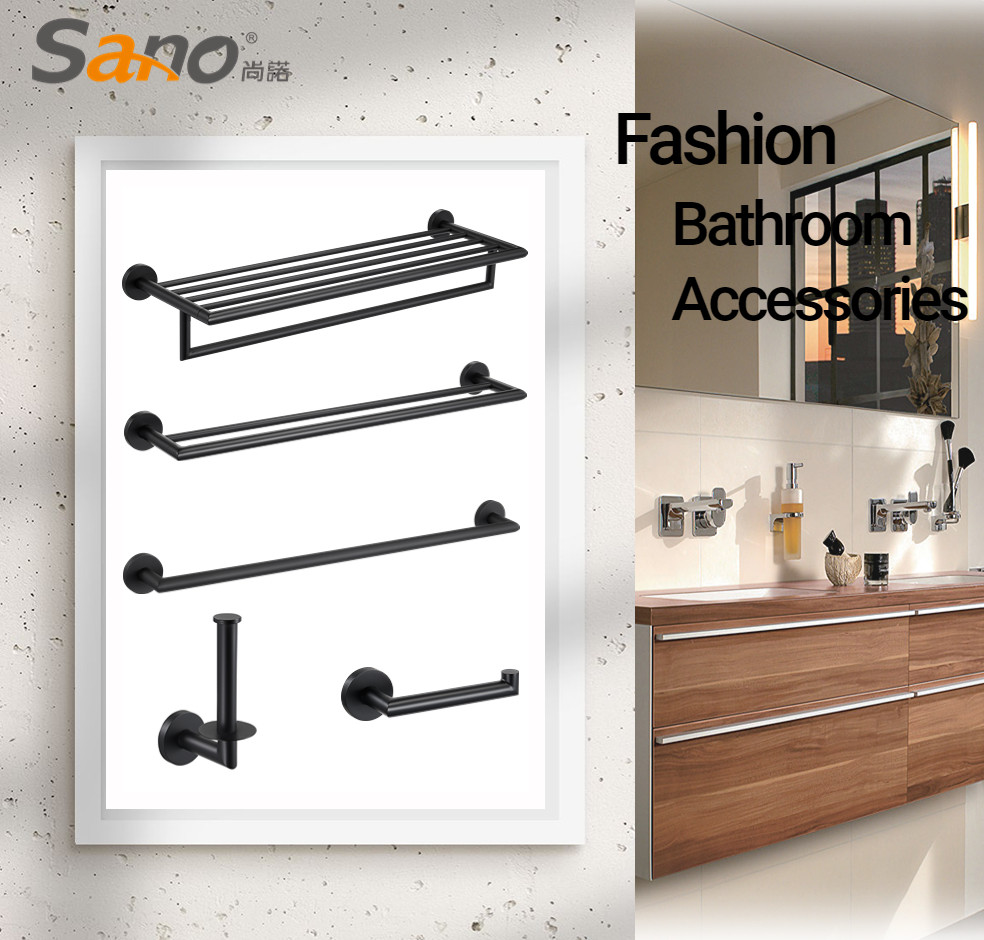 Matte Black 10 Piece Bathroom Hardware Sets Stainless Steel 304 Durable
