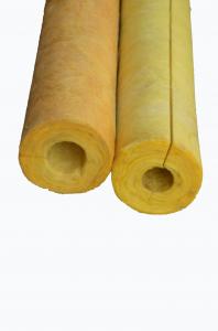 China Rigid Glass Wool Pipe Insulation 64 Kg/m3 , High Temperature Pipe Insulation wholesale