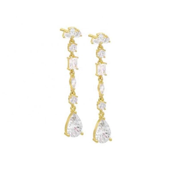 Religious Inspiration S925 Sterling Silver Gemstone Drop Earrings in 18K Gold