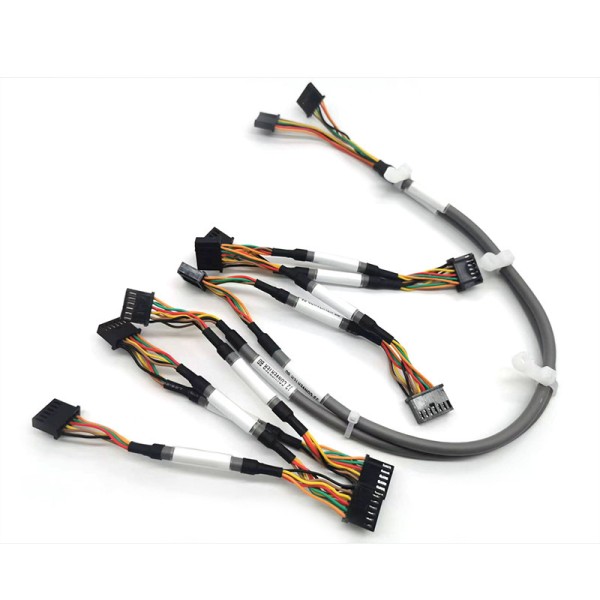 Flexible Custom Wire Harness | Custom Gray Anti-Interference Cable with Printed Mark Heat Shrink Tube, Multi-Branch Inverter Signal Wire Harness for