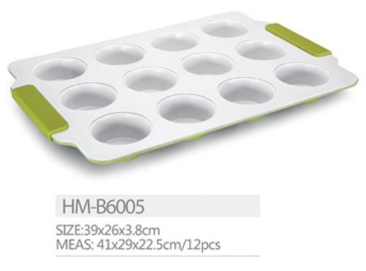 Ceramic Coated Non-Stick Round Cake Mini Muffin Pan 6cups 12cups with silicone