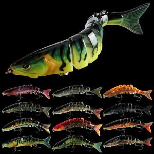 China 12 Colors 12CM/20g 3D Eyes Plastic Bait Submerged Minnow Eight Multi Jointed Fishing Lure wholesale