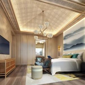China Modern Wood Hotel Bedroom Furniture Sets Velvet Upholstery on sale