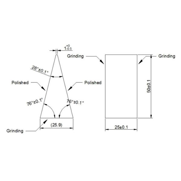 28 Deg Apex Angle Isosceles Germanium Ge Prisms , Germanium Wedge Prism