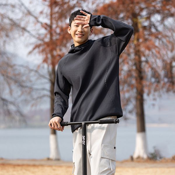 Custom OEM Quick Dry Hooded Tee Antibacterial UV Protection 100% Polyester Custom Logo Sport Hoodie