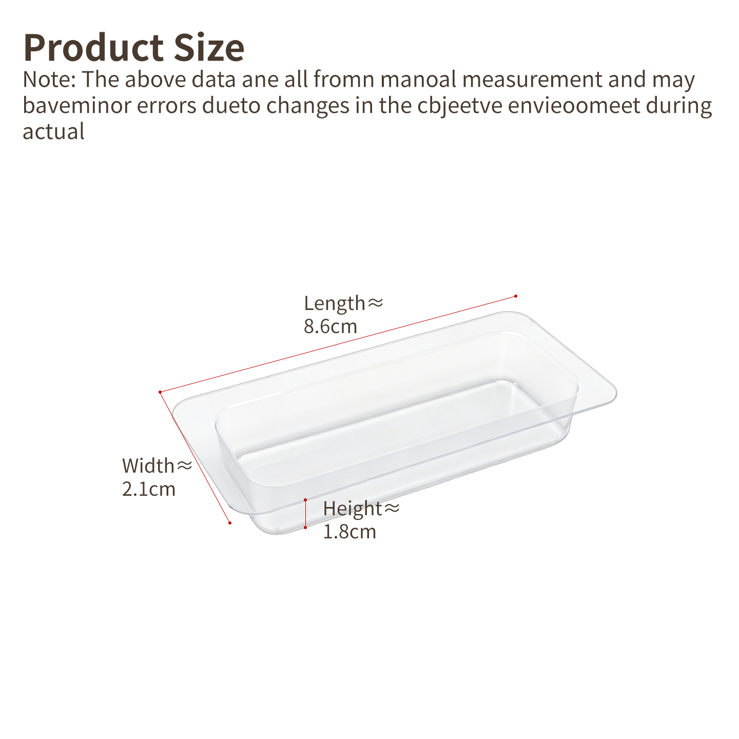 Clear Rectangular Single Compartment Plastic Pen Tray Desk Organizer