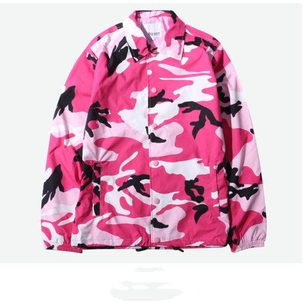 New Plus Size Coach Blue Camo Jacket , Twill Coach Jacket Eco Friendly