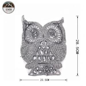 China Silver Owl Series Sew On Embroidered Patches Cartoon Cute Image Sequin Material wholesale