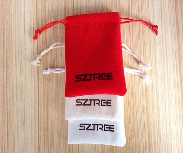 Custom Logo Printed Natural Velvet Drawstring Jewelry Pouch