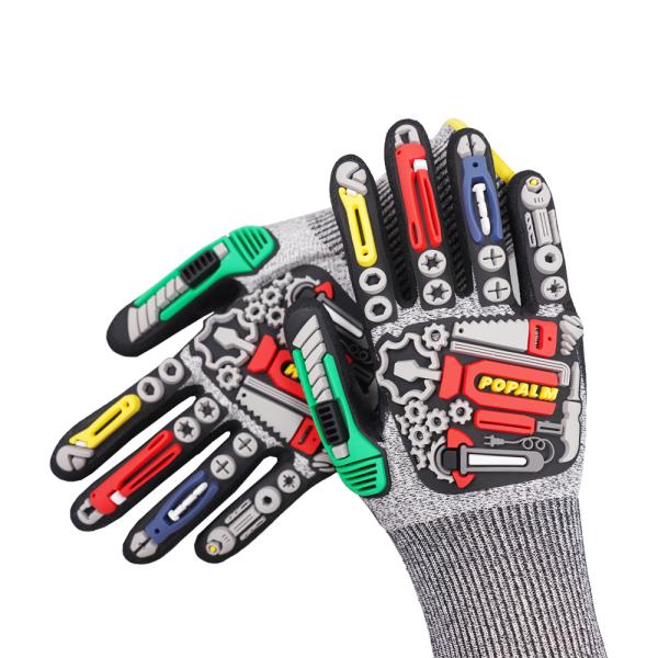 Elastic Cuff Nitrile Coated Gloves With TPR Impact Guard Touchscreen Support 4X43CP