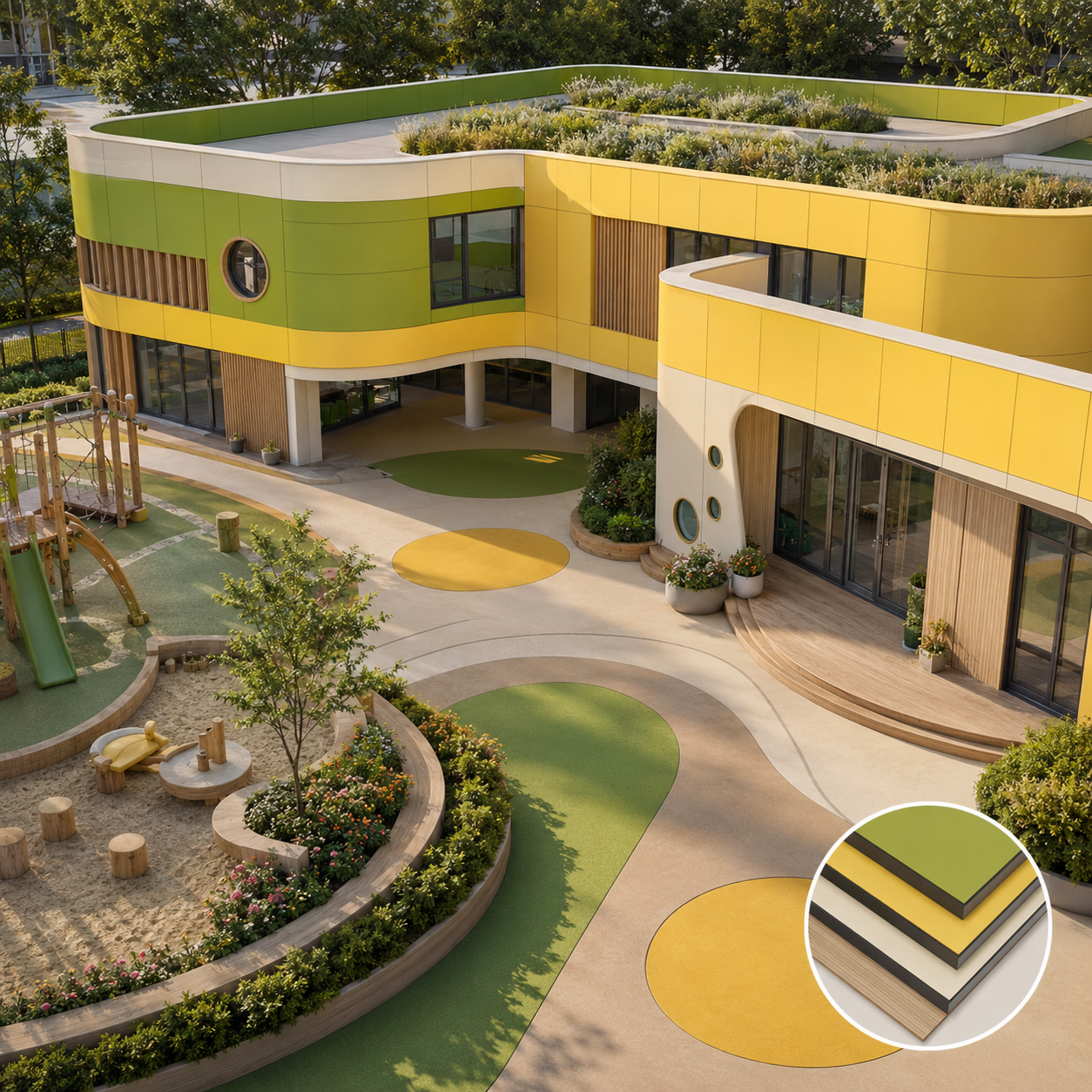 Kindergarten-specific Compact Laminate Exterior Wall Panel Fireproof, Weather Resistant & Impact Safe