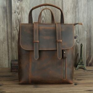 China Crazy Horse Men Authentic Genuine Leather Backpack Purse wholesale