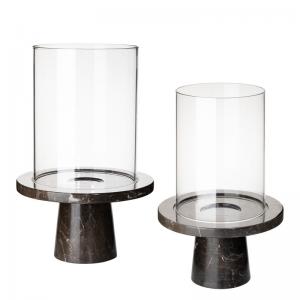 China Black Stand Clear Glass Cover 300MM Decorative Candle Holder on sale