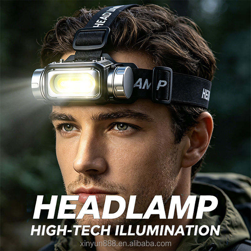 2026 Cross-border Source Rotating Focusing COB LED Memory Dual Light Source Strong Light Sensing Head Lamp Charging Head Lamp