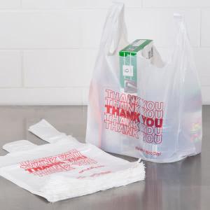 China Retail White Plastic Thank You Bags , Custom T Shirt Bags For Grocery wholesale