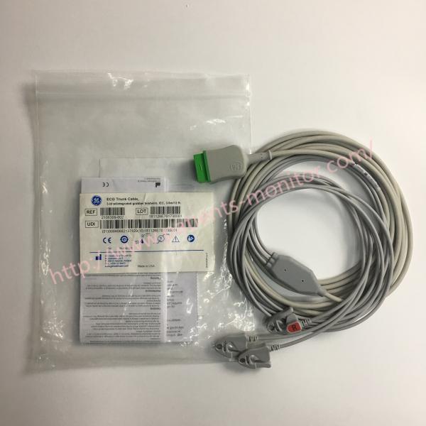 REF 2106309-002 GE ECG Trunk Cable 3-Ld Wire Integrated Grabber Leadwire IEC 3