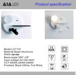 Bedside reading wall lamp acrylic ball USB wireless charger bedroom bed board