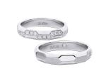 Anniversary Geometric Style Contracted 18K Gold Couple Rings