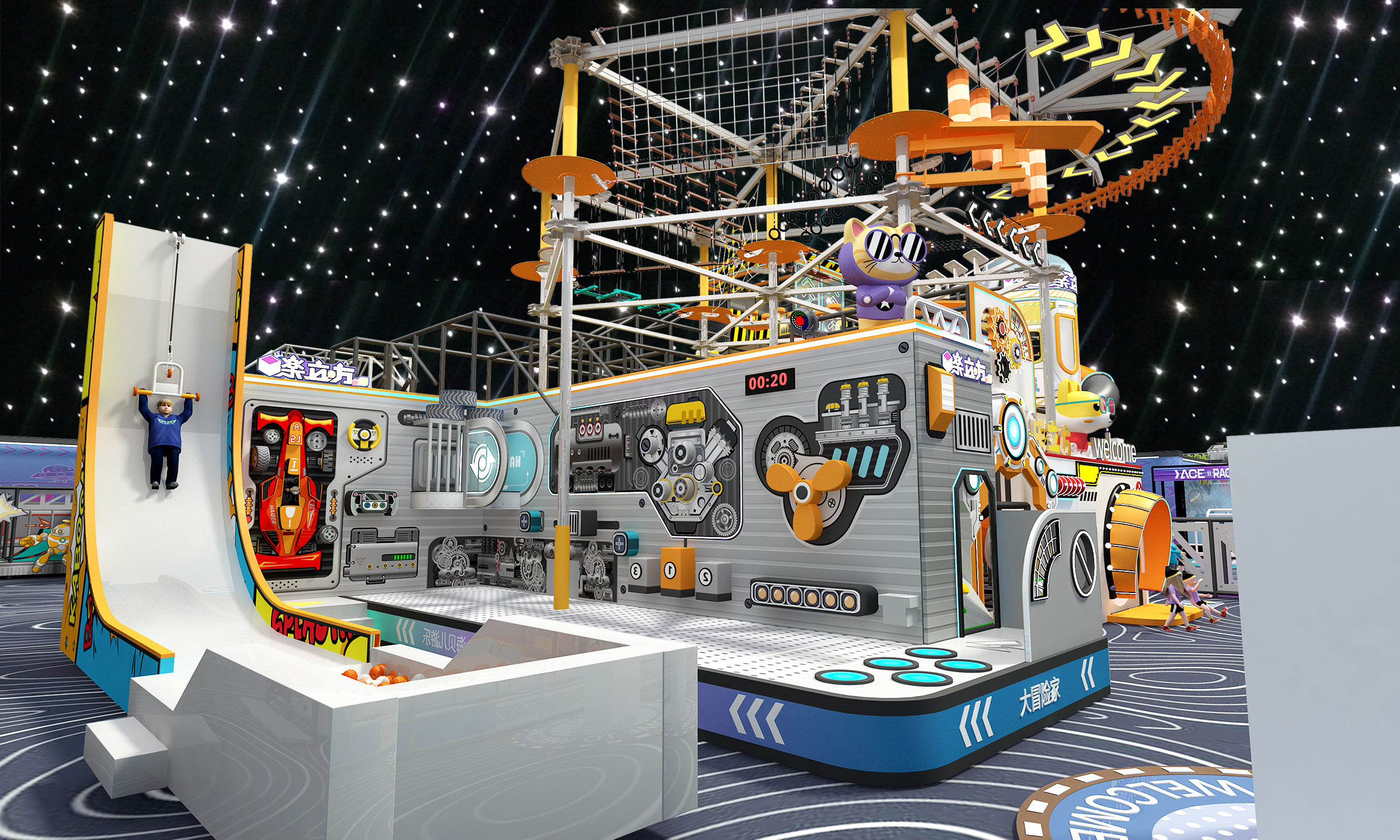 OEM Preschool Indoor Play Equipment Mechanical Style climbing play structure