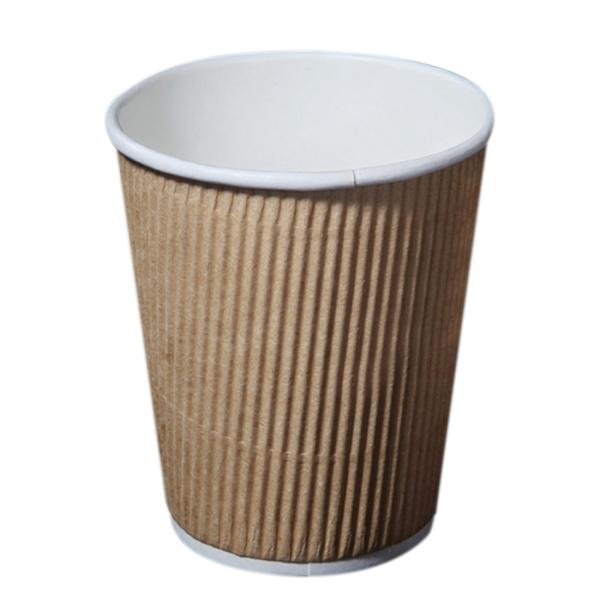PE Coated Grease Resistant 12oz Disposable Hot Tea Cups Triple Wall Insulated