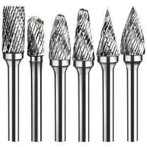 China Unicolor 6mm 6.35mm Shank Solid Cutting Tools Tungsten Burs Rotary Set 1/4inch Diameter wholesale