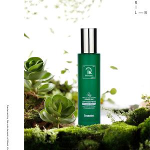 China Luxury 100ml Glass Lotion Set Cylindrical Frosted Green For Personal Care wholesale