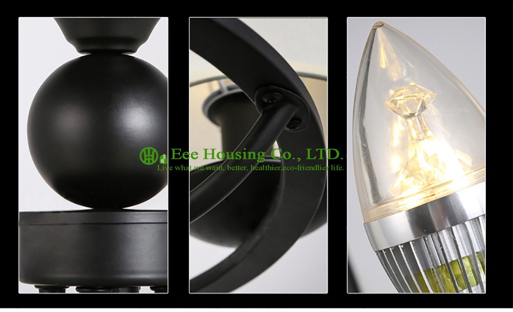 American Rural Style beauty Lamp Glass Iron Lighting Pendant Light