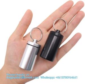 China Keychain Pill Holder (5 Pack), Aluminum Waterproof Portable Small Travel Medicine Bottle Case Box Container For Purse wholesale