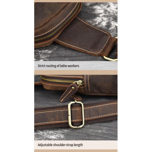 Functional Customized Cowhide Leather Sling Crossbody Backpack for Travel Hiking