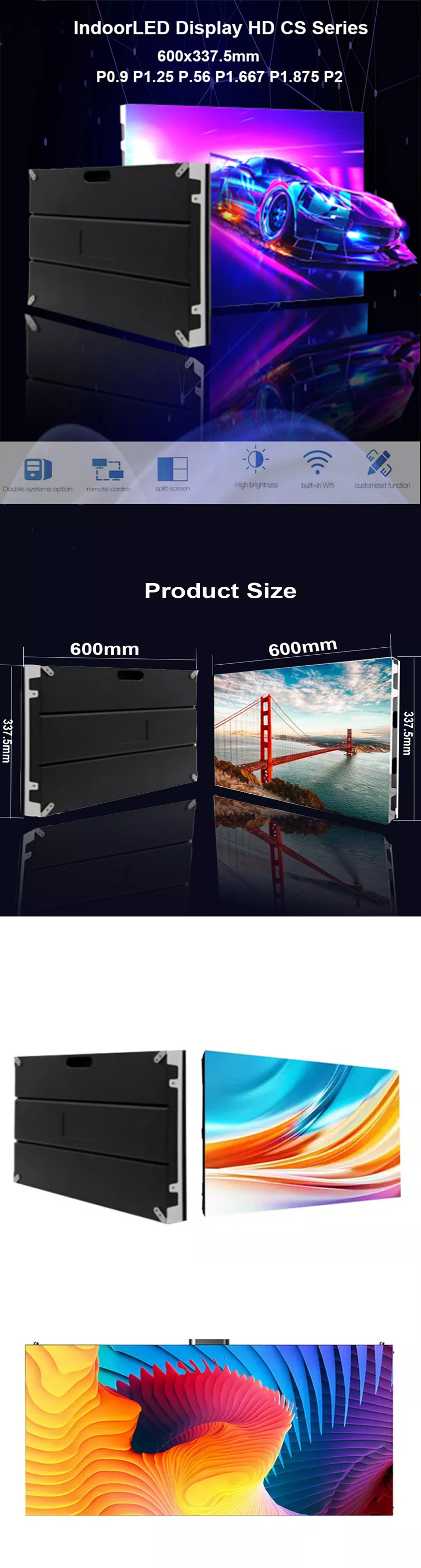 P1.2 Screen Indoor Ultra Thin LED Display Conference Commercial 600x337.5mm