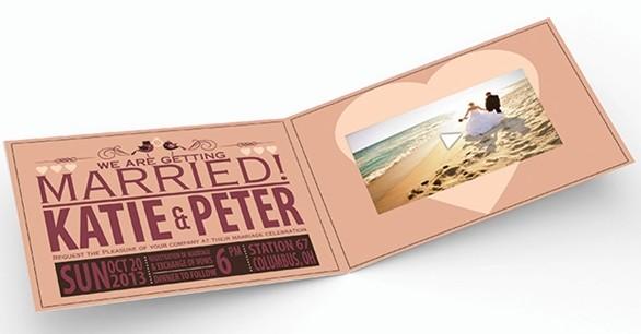 Wedding Video Invitation Card with magnetic button , Full colors digital video