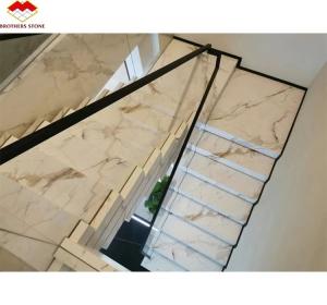 China Glossy Anti Slip Artificial Stone Stairs Tiles for Indoor Straight Stair Modern Design wholesale