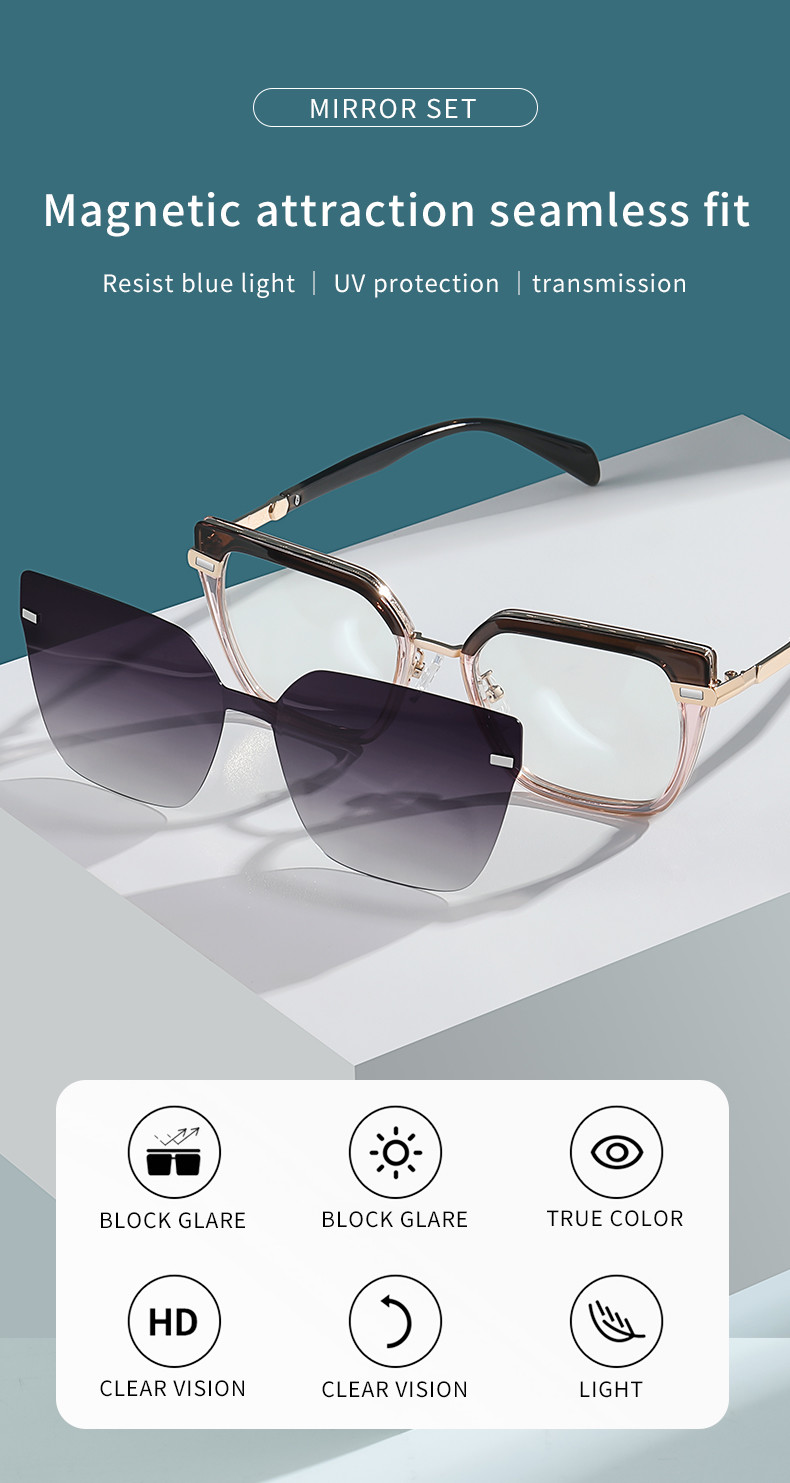 Butterfly Frame Clip On Magnetic Glasses Blue Light Blocking Sunglasses