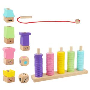 China 1 Set Wooden Pile Circle Game Puzzle Children Interactive Plaything wholesale